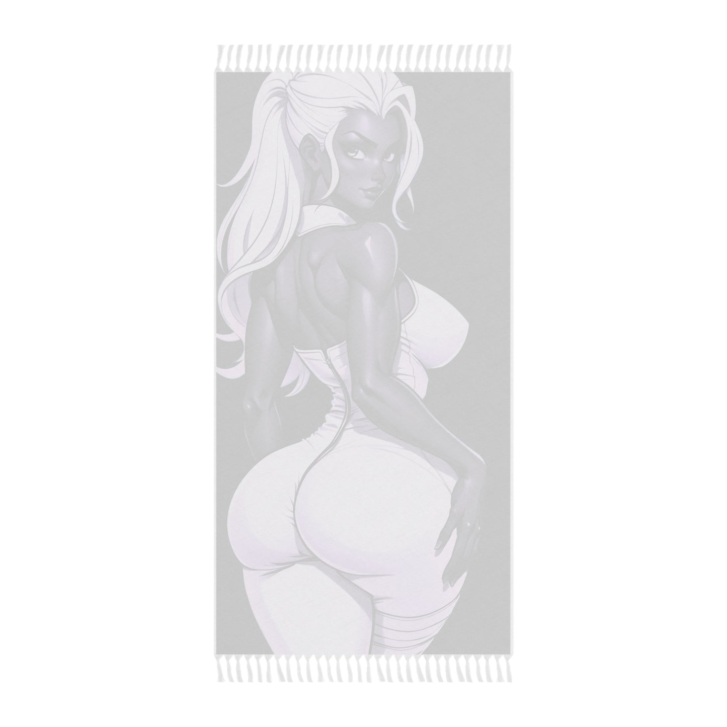 "Glowing White: Revealing the Radiance of a Cartoon Girl" - Towel - Boho Beach Towel