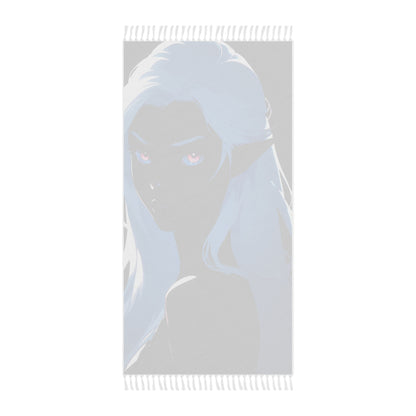 "Midnight Muse: Drow Elf Enchants Amidst the Shadows" - Towel - Boho Beach Towel