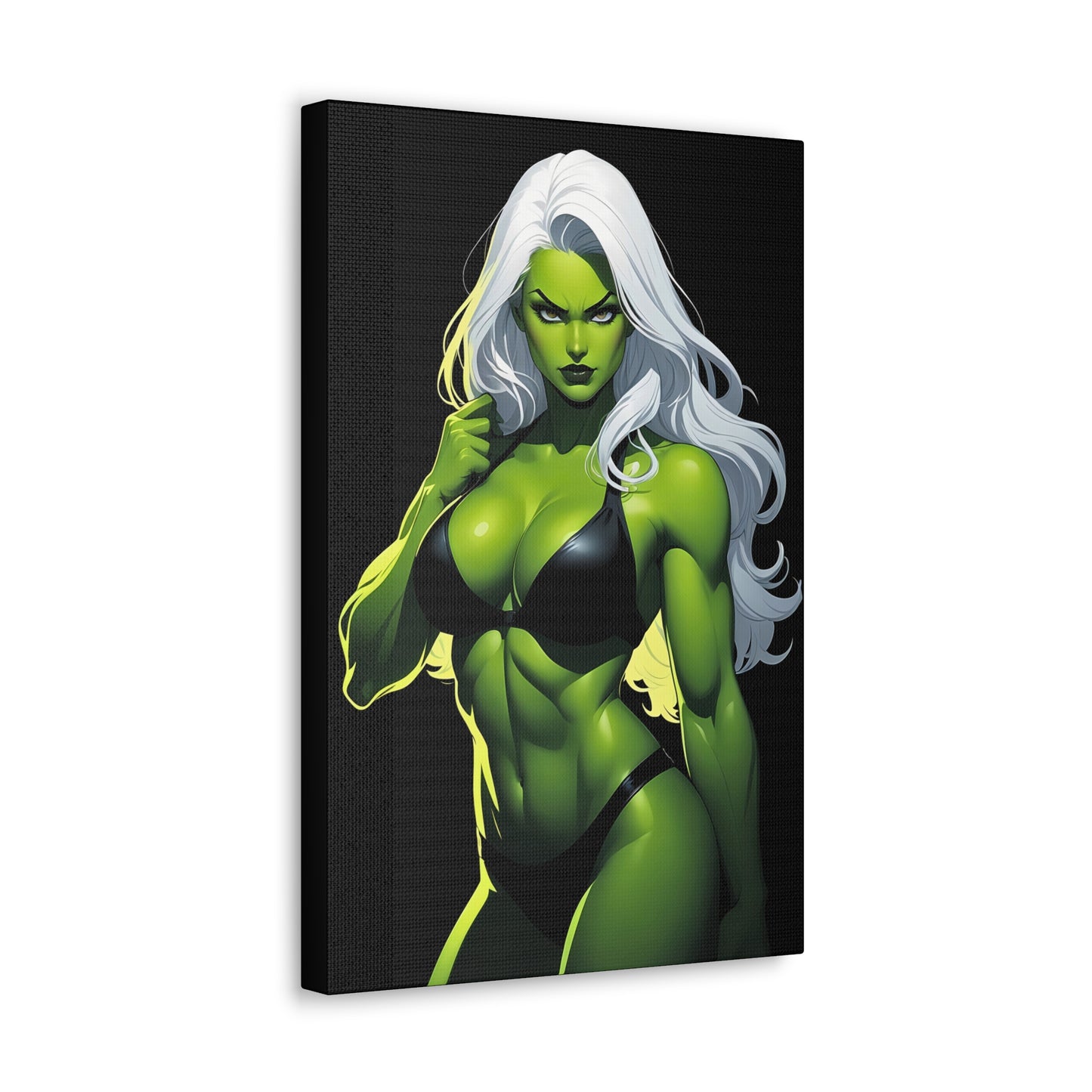 Exotic Intimacy: Muscular Green Alien Girl in Lingerie