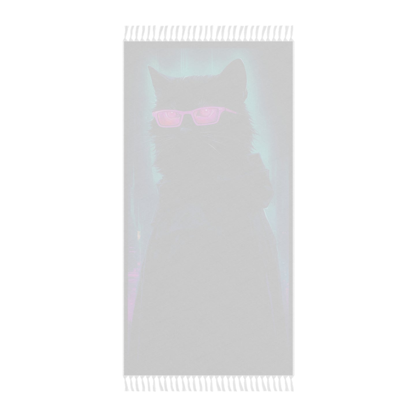 Midnight Glamour: Neon Colors on the Cat's Purr" - Towel - Boho Beach Towel