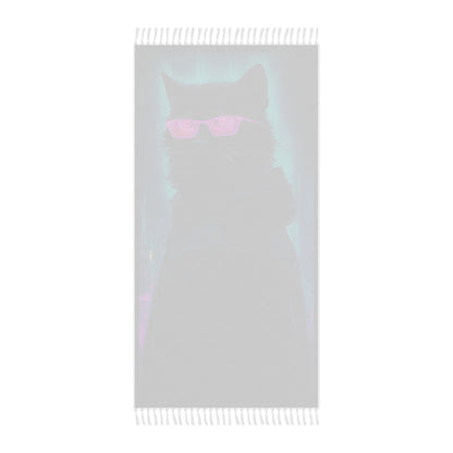 Midnight Glamour: Neon Colors on the Cat's Purr" - Towel - Boho Beach Towel