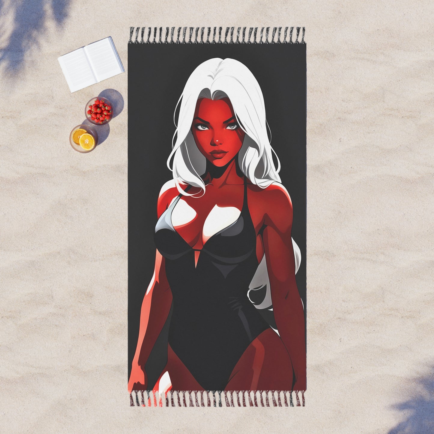 "Infernal Attraction: Unleashing the Devilish Cartoon Courtesan" - Towel - Boho Beach Towel