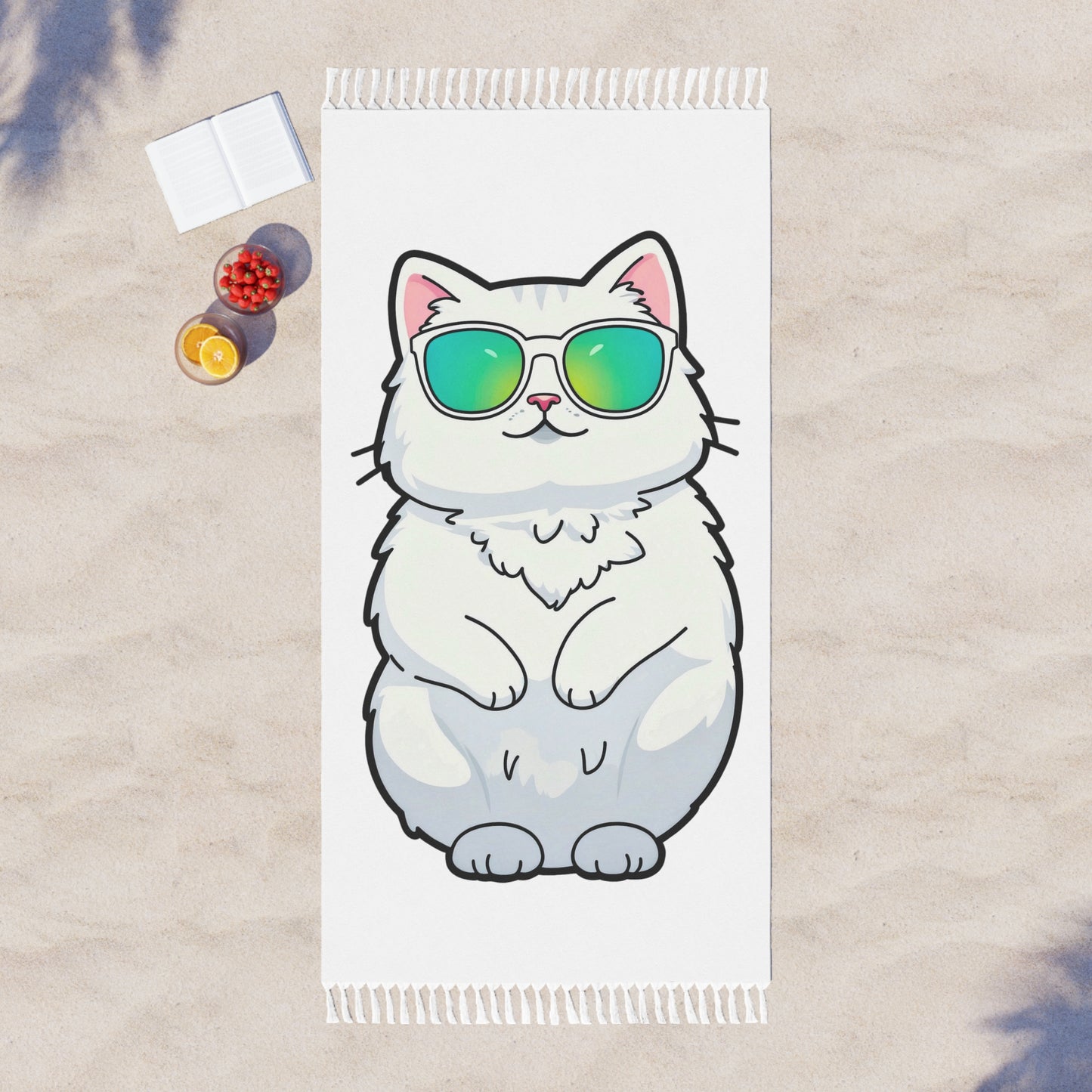 "Chill Cat Chronicles: Stilvolle Sonnenbrillen & Sandige Träume" - Handtuch - Boho-Strandtuch