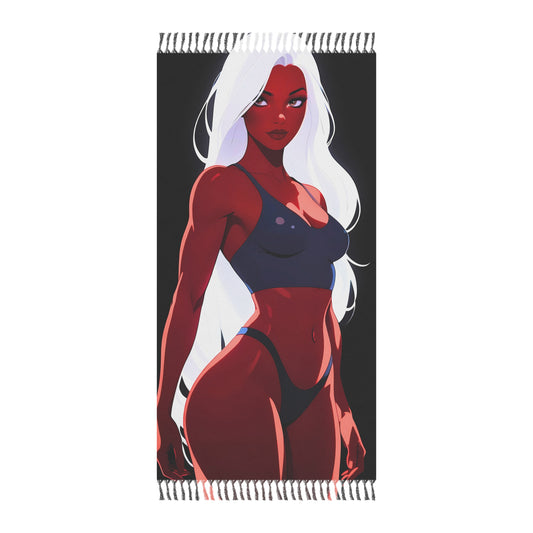 "Scarlet Seduction: The Fiery Temptation of the Devilish Cartoon Courtesan" - Towel - Boho Beach Towel