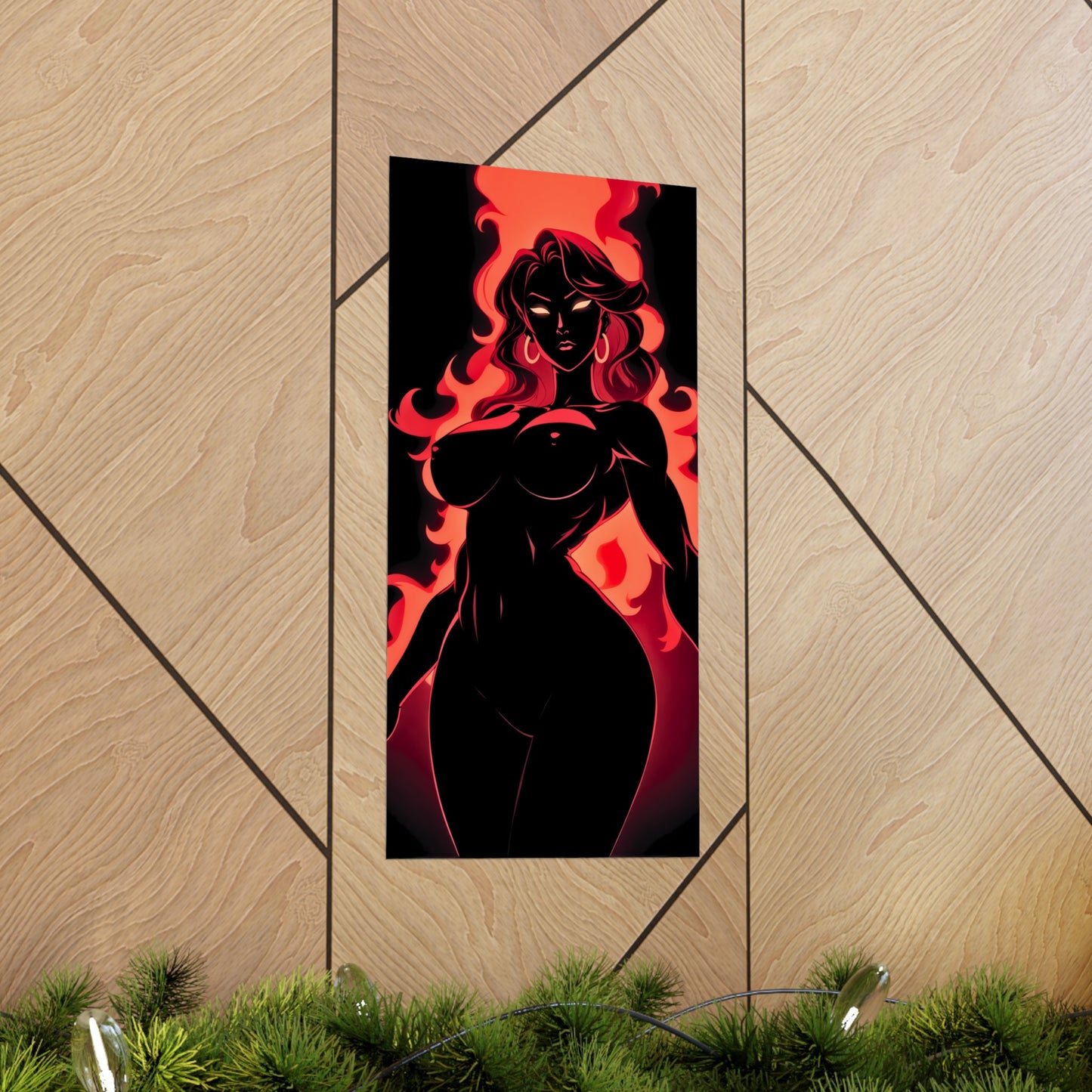 Inferno of Grace: Fiery Anime Silhouette