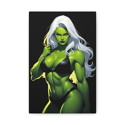 Exotic Intimacy: Muscular Green Alien Girl in Lingerie