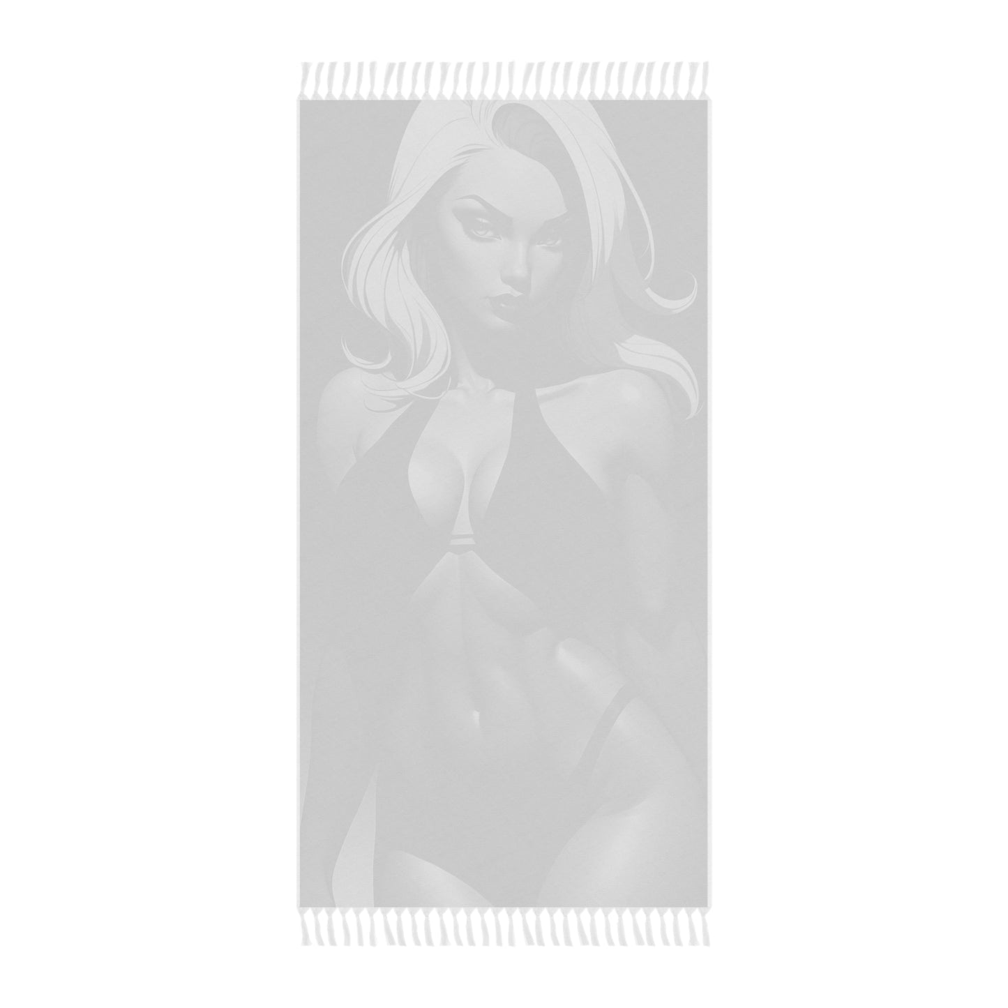 "Iron Goddess: Revealing Muscular Beauty in Black Shine" - Towel - Boho Beach Towel