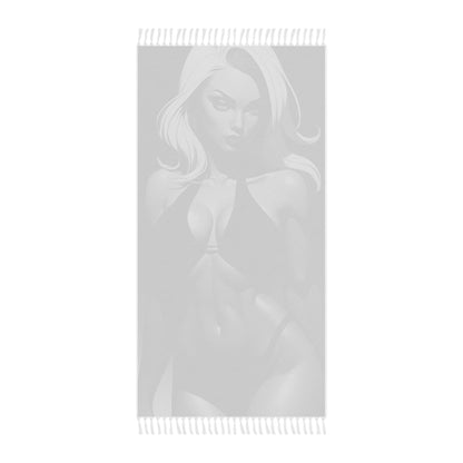 "Iron Goddess: Revealing Muscular Beauty in Black Shine" - Towel - Boho Beach Towel