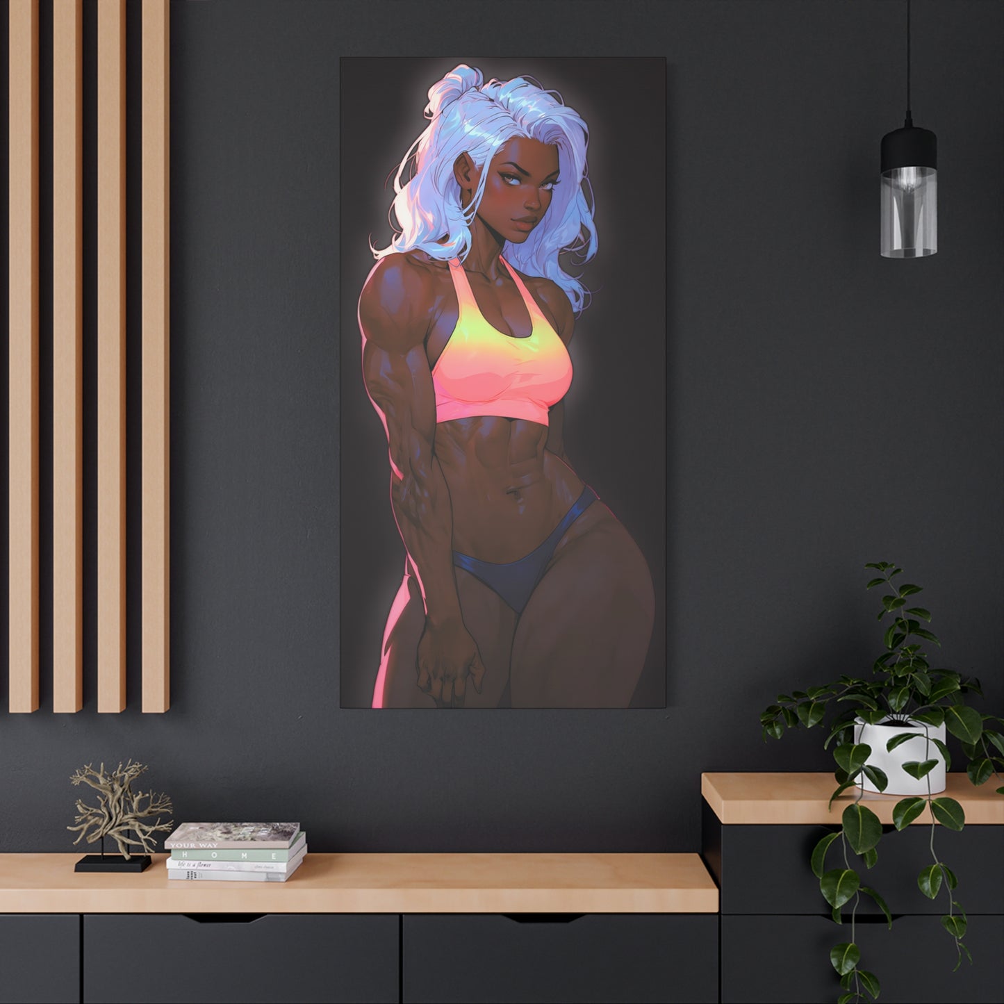 Neon Noir: The sensual strength of the dark fitness girl