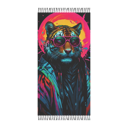 "Sun Safari: Fearless fashion roars against the night" - Towel - Boho Beach Towel