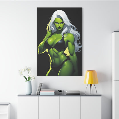 Exotic Intimacy: Muscular Green Alien Girl in Lingerie