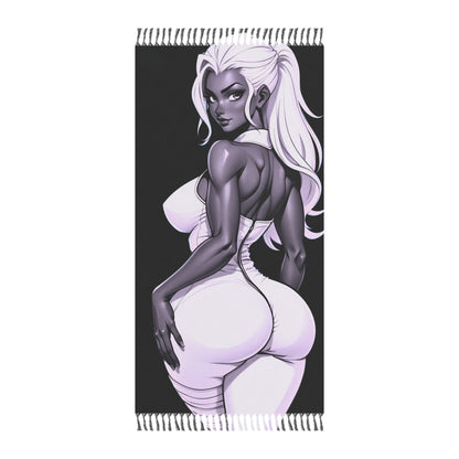 "Glowing White: Revealing the Radiance of a Cartoon Girl" - Towel - Boho Beach Towel