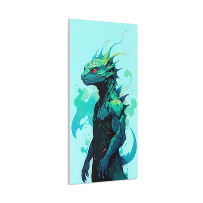 Splash of friendship: cartoon lizard in turquoise