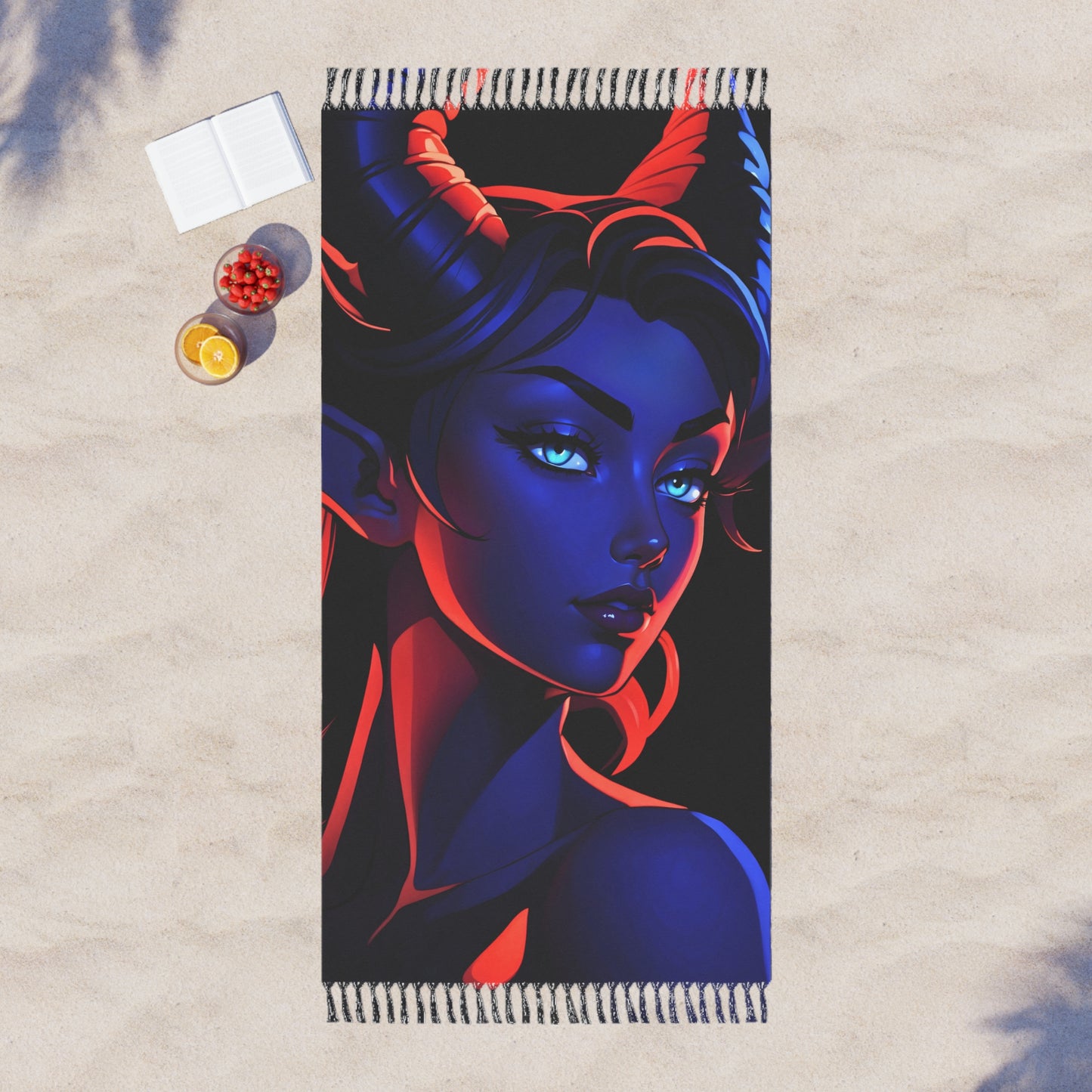 "Ceremony: Discovering the Dichromatic World of the Tiefling" - Towel - Boho Beach Towel