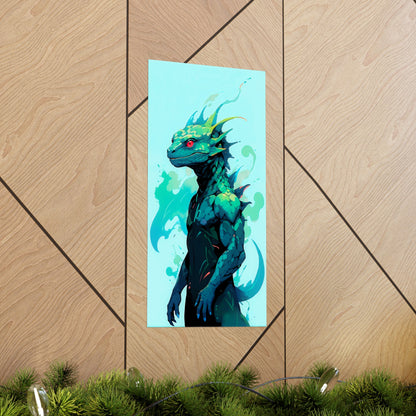 Splash of friendship: cartoon lizard in turquoise