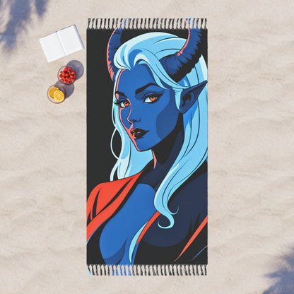 "Infernal Charm: The Enigmatic Magic of a Tiefling Beauty" - Towel - Boho Beach Towel