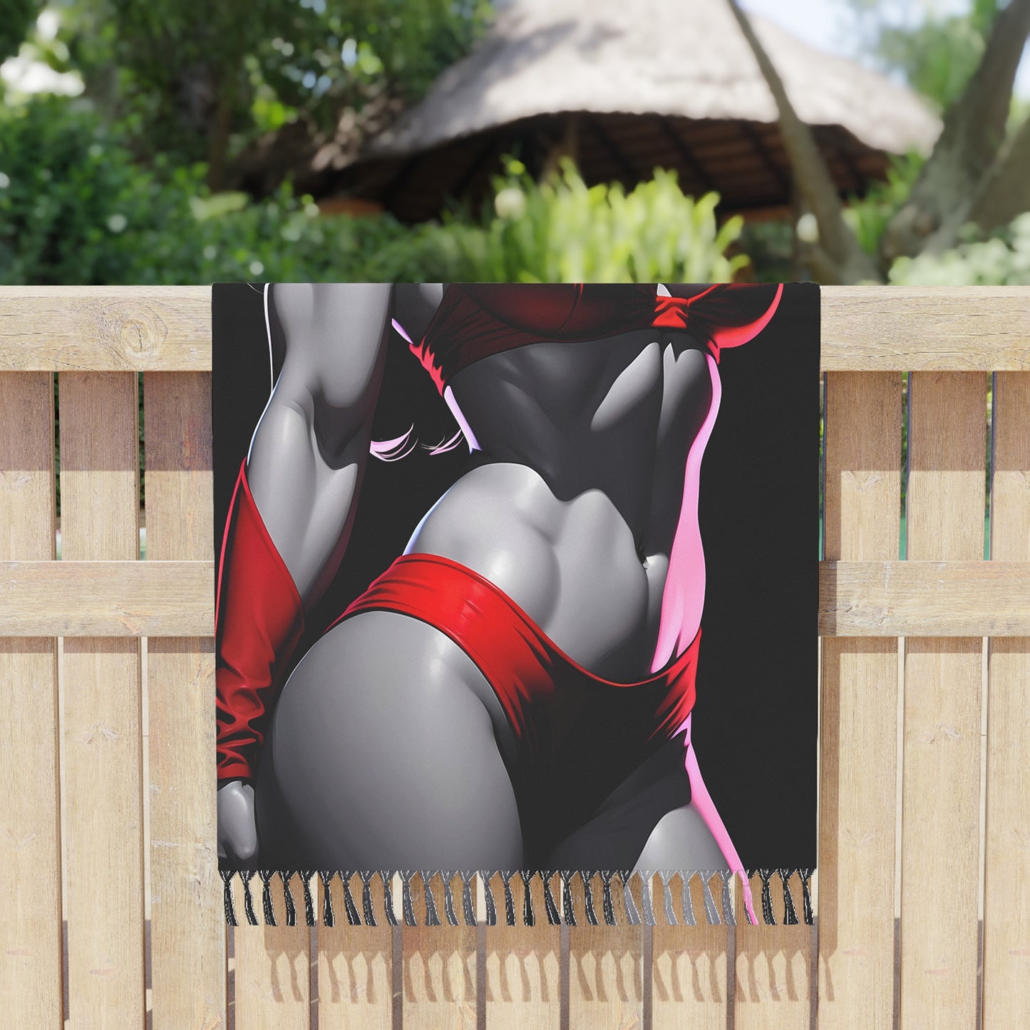 "Enchanting Ruby Red: The Captivating Red Bikini Courtesan" - Towel - Boho Beach Towel