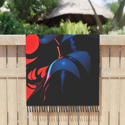 "Azure Inferno: The Dance of the Tiefling in Blue and Red" - Towel - Boho Beach Towel