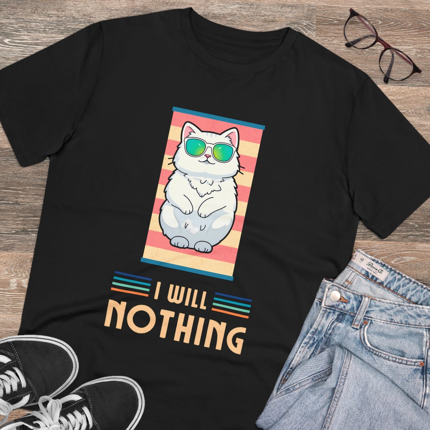 The Zen of Inaction: A Cat's Serene Slumber - T-shirt - Unisex