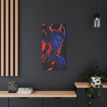 Verlockende Dualität: Tiefling in Blau und Rot