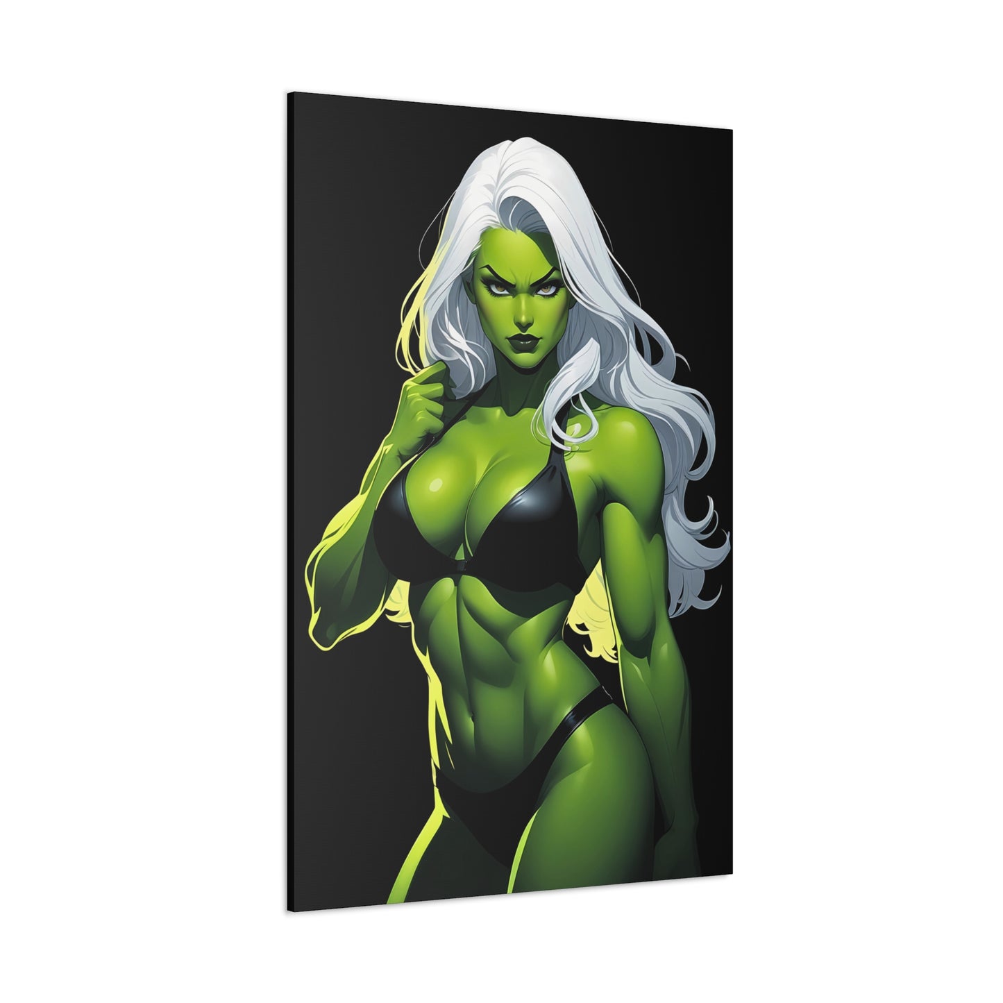 Exotic Intimacy: Muscular Green Alien Girl in Lingerie