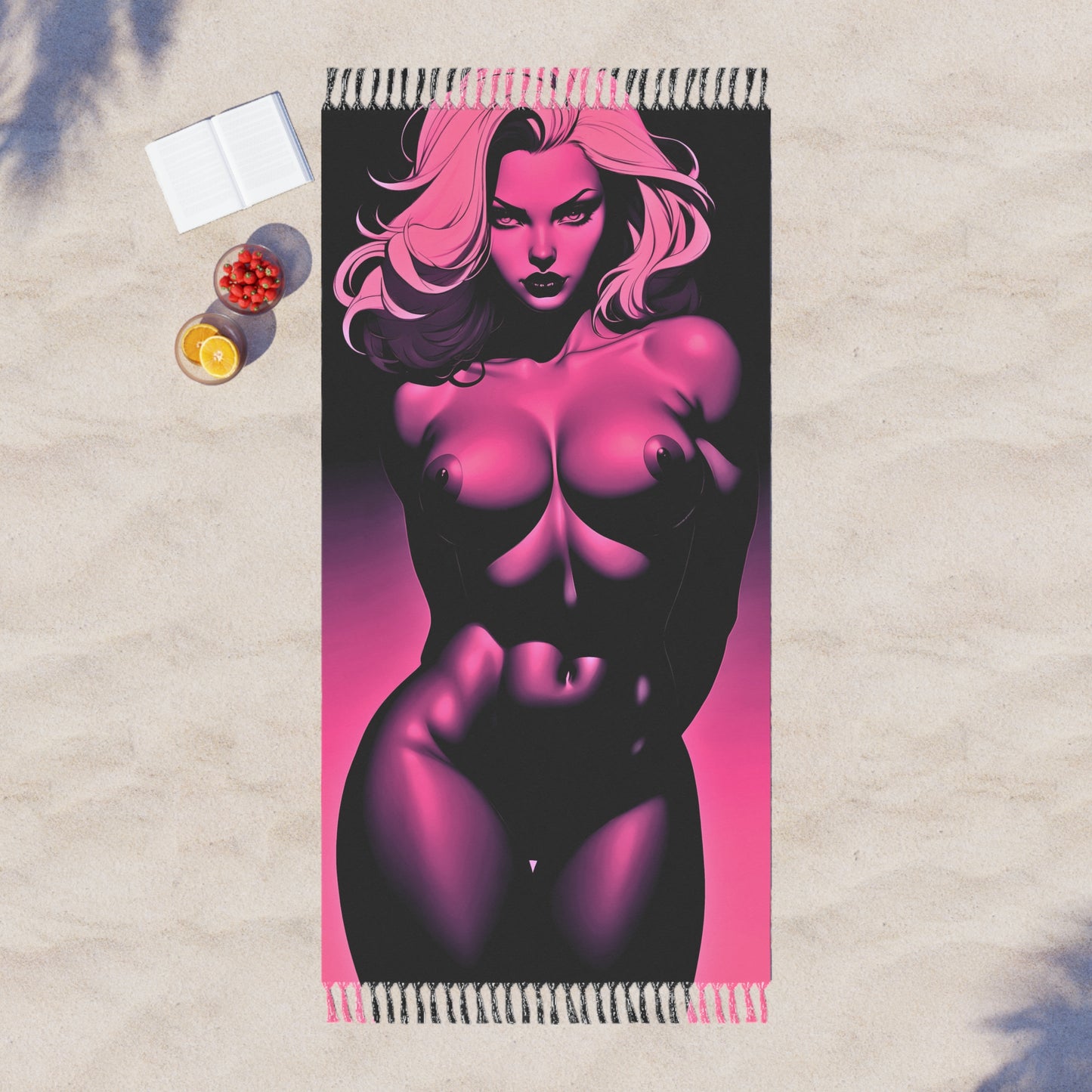 "Blush of Power: The Feminine Strength of a Pink Muscular Beauty" - Towel - Boho Beach Towel