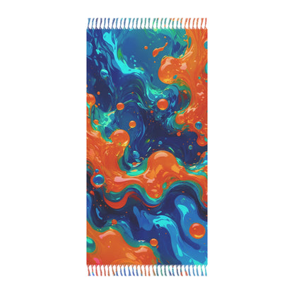 Flowing Dreamscape: Orange and Azure Symphony - Towel - Boho Beach Towel