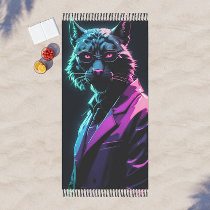 "Smooth Sophistication: The Ink Panther's Armani Affair" - Towel - Boho Beach Towel